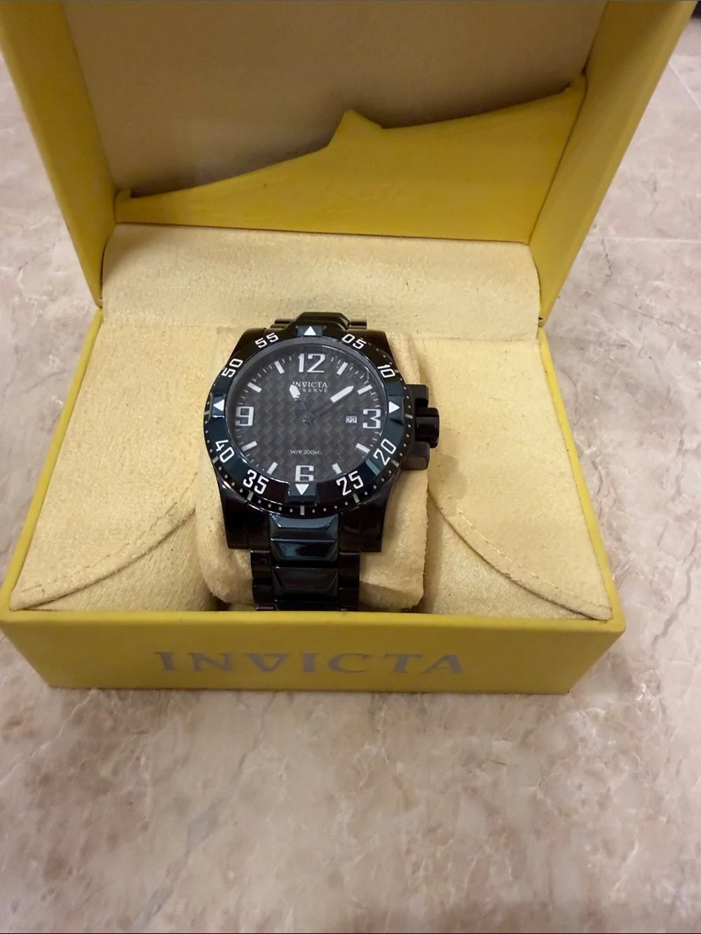 Invicta Black Stainless Steel Watch with Black Dial